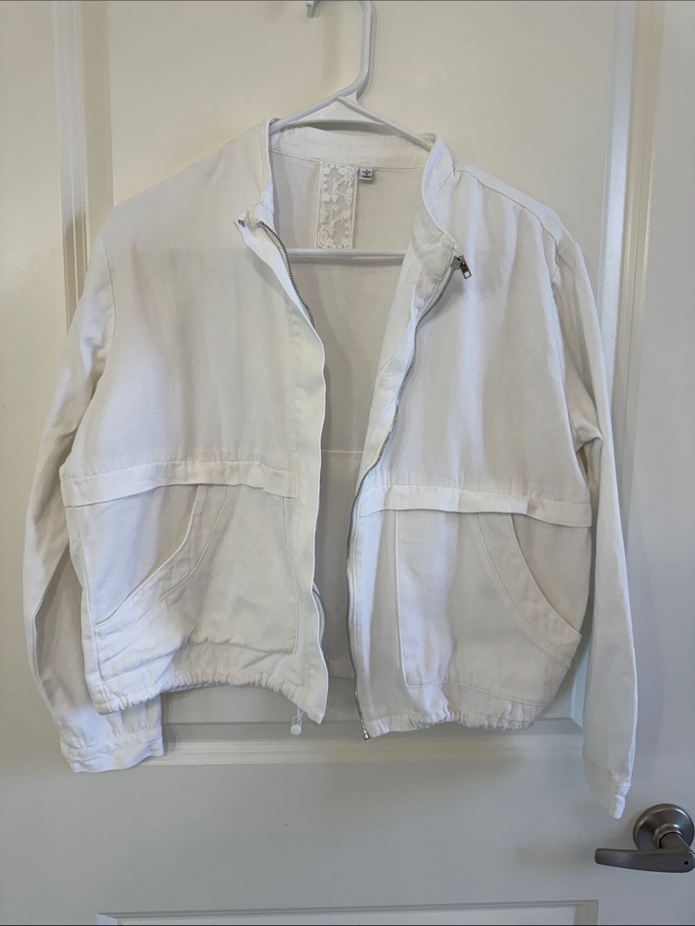 Sadie & Sage White Lightweight Bomber Jacket
